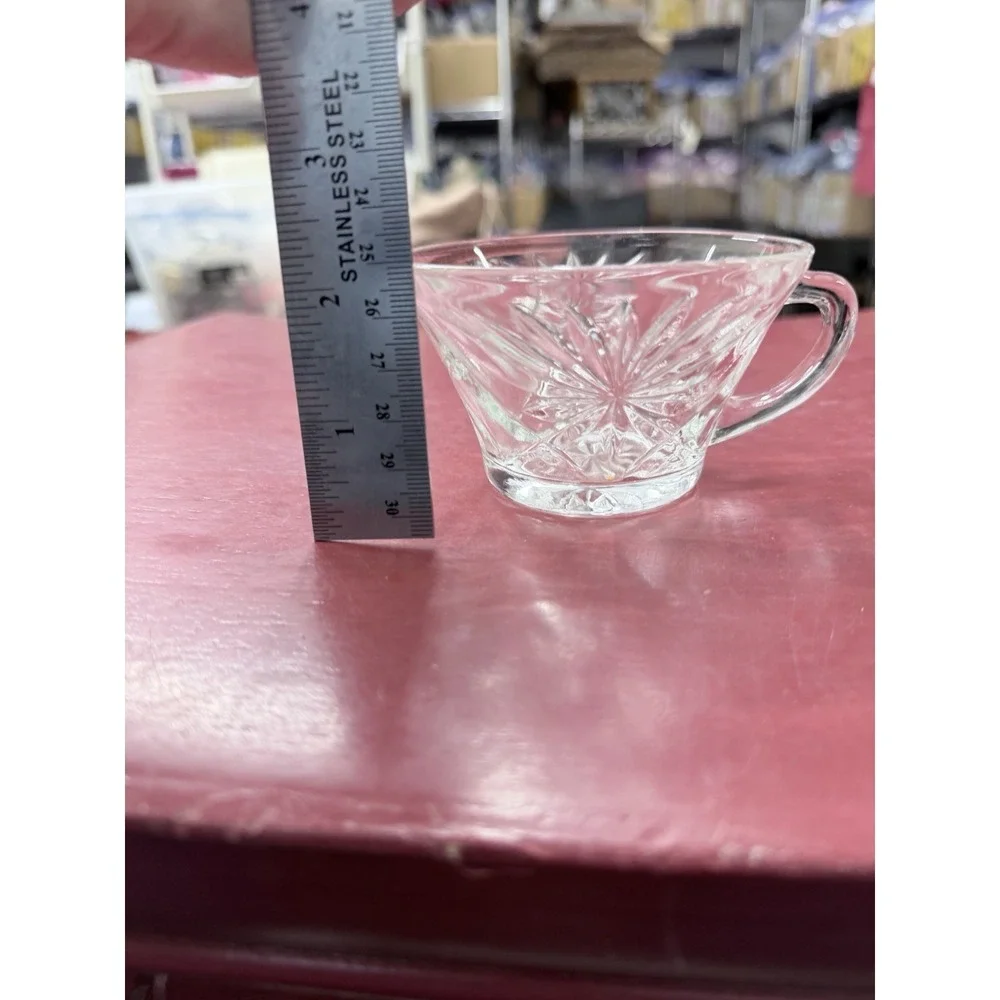 Anchor Hocking Punch Snack Cup Glass Prescut Clear Star Fan‎ About 2 1/4